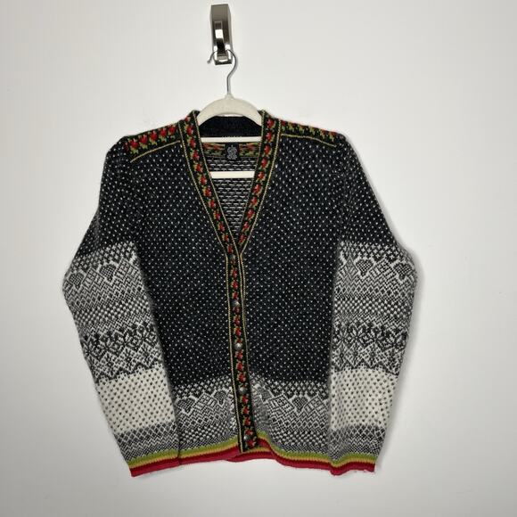 The Limited Cardigan Sweater Womens Small Fair Isle Wool Angora Vtg Hong Kong - Picture 1 of 7